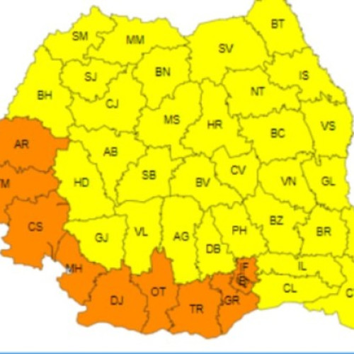 Cod portocaliu de caniculă în Arad și alte județe din vestul și sudul țării