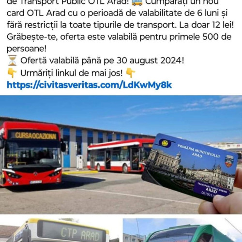 Tentativă de fraudă online în numele Companiei de Transport Public Arad