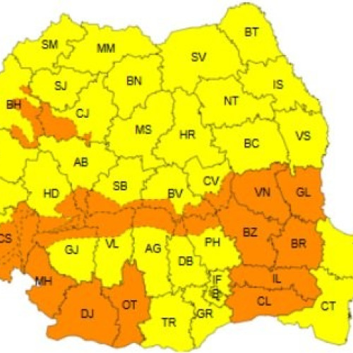 Cod galben de vreme rea în județul Arad