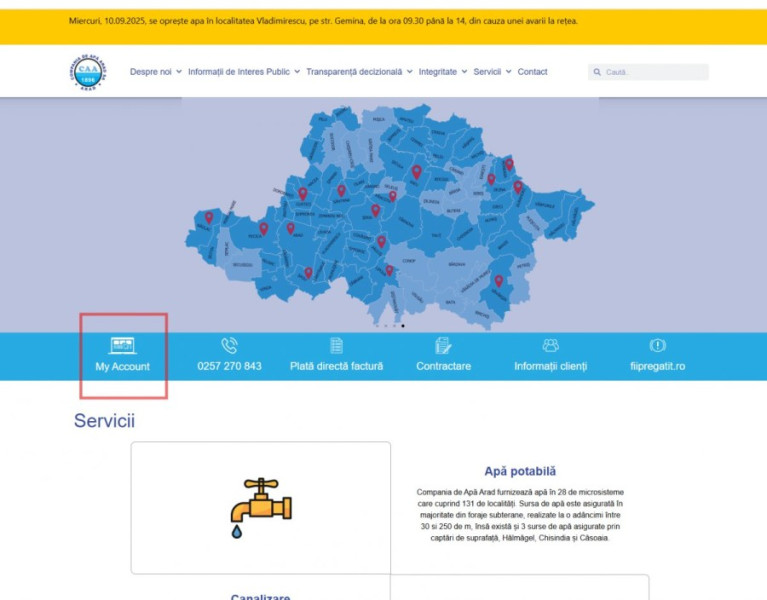 Compania de Apă Arad lansează MyAccount pentru acces rapid la servicii