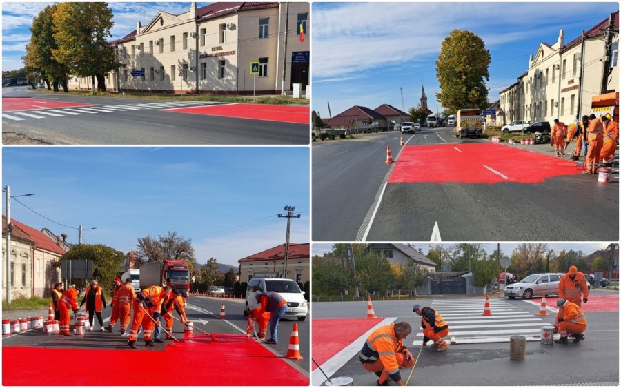 Trecere de pietoni reamenajată pentru siguranța elevilor la Lipova